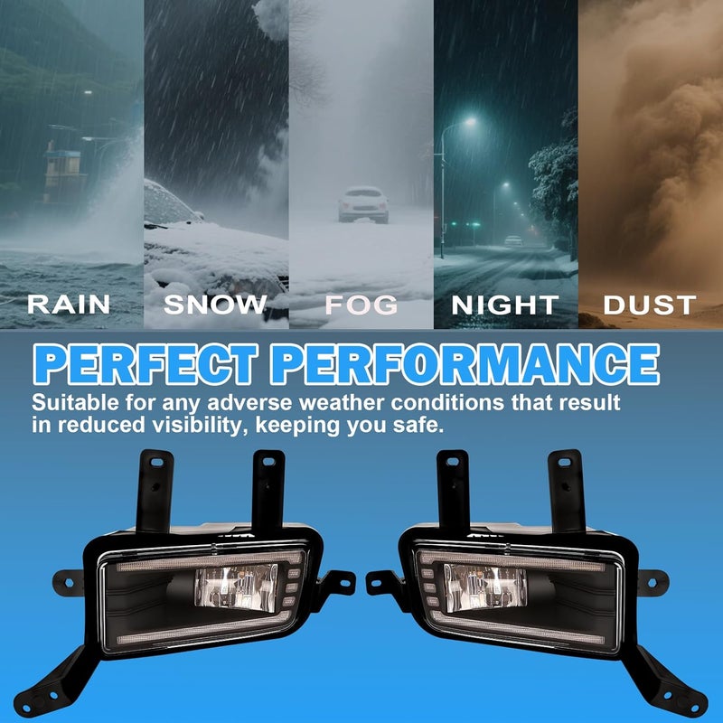 BOXLIGHT LED Fog Lights W/DRL and Dynamic Turn Signals Fit for 2015-2020 Chevy Suburban Tahoe GMC Yukon & Yukon XL Bumper Driving Lamps Fog Lamps - Image 5